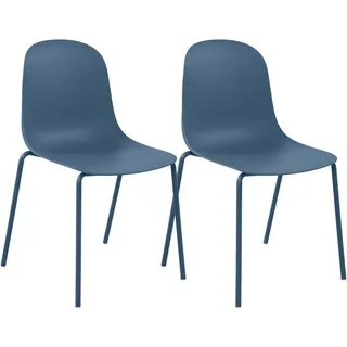 CLP Stapelstuhl 2er Set Kunststoff Blau , Metall , 51x85x55 cm , Esszimmer, Stühle
