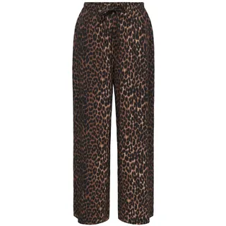 Schlupfhose ONLY "ONLALTA MW STRING WIDE AOP PANT PNT ZLO", Damen, Gr. M, Länge 32, schwarz aop:leo, Web, Obermaterial: 98% Polyester, 2% Elasthan, bedruckt, lang, Hosen Schlupfhose