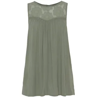 Buffalo Crepebluse mit Spitzeneinsatz, Blusentop, Boho-Style, grün