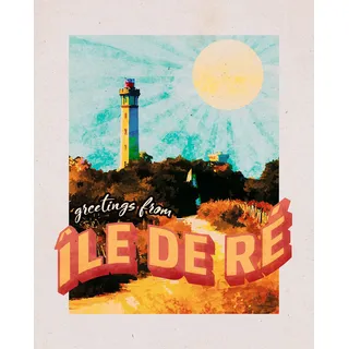 KOMAR Wandbild - Vintage Travel Île de Ré - Größe: 40 x 50 cm - Poster, Kunstdruck, Dekoration, Wohnzimmer, Schlafzimmer