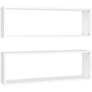 vidaXL Wandregalset 2-teilig 80/15/26,5 cm aus Holzwerkstoff Weiß , Strukturbuche , Rechteckig , 80x26.5x15 cm , Wohnzimmer, Regale, Wandregale