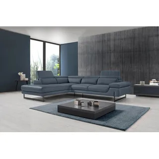 Egoitaliano Eckcouch Leder 3-Sitzer Grau