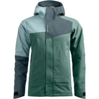 Ortovox Seceda 3L Regenjacke Damen Graugrün/Blau L
