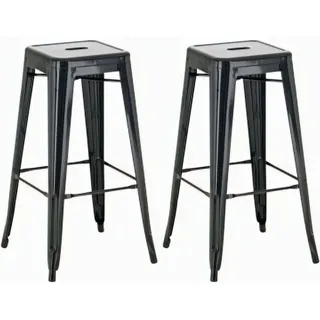 CLP 2er Set Barhocker Joshua aus Metall mit Fußstütze,schwarz - Schwarz