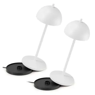 LA VILLE LUMIÈRE LVL Set mit 2 EvaG kabellosen Tischlampen - LED Touch-Dimmbar Lampe für Innen/Außen IP65 - Lichttemperatur von 2200 bis 3000K, lange Lebensdauer, Aluminium, Weiß