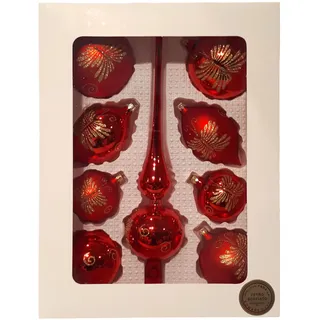 Comarco Sa, Dekoration aus Glas, Rot und Gold, Spitze 30 cm, Kugeln 5/7 cm, Kugeln 10 cm