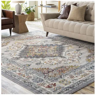 livabliss Teppich CASABLANCA, rechteckig, Höhe: 12 mm, Vintage Orientteppich, Kurzflor Boho Wohnzimmerteppich, Läufer grau 160 cm x 213 cm x 12 mm