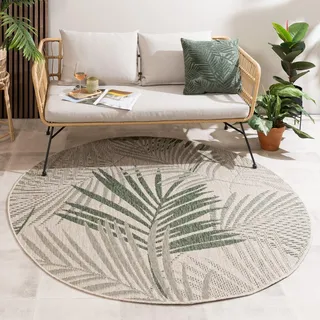 Outdoor Teppich Rund - Tiga Palm Grun - Ø 240 cm - Wohnzimmer, Esszimmer, Balkon, Garten, Terrasse, Flur - FRAAI | Home & Living - Boho - Grün