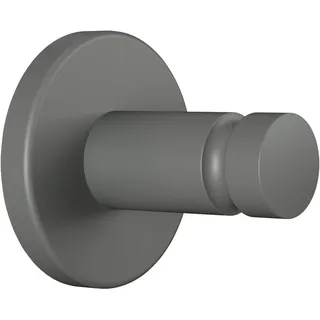 Tesa MOON GREY Handtuchhaken, matt grau, für Bad & WC - für Bäder im Industrial Style und moderne Badezimmer - bohrfrei, inkl. Klebelösung - 37 mm x 37 mm x 36 mm