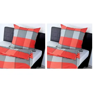 Bierbaum 6347_06 Seersucker-Bettwäsche Dessin, Designed in Germany, 135 x 200 cm und 80 x 80 cm, Granat 06 (Packung mit 2)