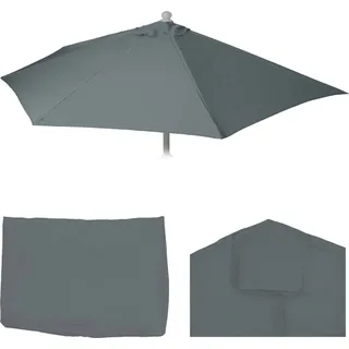 Ersatz-Bezug für Sonnenschirm halbrund Parla, Sonnenschirmbezug Ersatzbezug, 270cm Stoff/Textil UV 50+ 3kg anthrazit - Schwarz