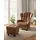 Ohrensessel Alexander Mikrofaser 92 x 103 x 93 cm Braun mit Hocker