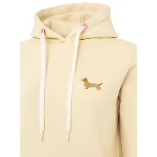 Zwillingsherz Hoodie »"Kleiner Dackel"«, "Dackel"-Stickerei, bedruckter Kordelzug, Kängurutasche, beige