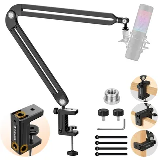 Cahaya Mikrofonarm Boom Arm Professionelle - Vollständig Einstellbares Mikrofonständer mit Breiter Basis, 3/8" bis 5/8" Adapter Mic - Kompatibel mit Blue Yeti, QuadCast - CY00380-1