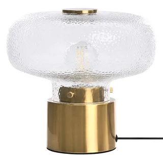 BELIANI Tischlampe Messing Metall 23 cm Hoch 1-Flammig Runder Schirm Langes Kabel mit Schalter Moderne Tischleuchte Nachttischlampe Schlafzimmer - Braun