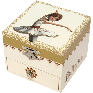 Trousselier 6260703 Musikspieldose für Kinder, Ballerina, nachtleuchtend, Schmuckschatulle mit ausziehbarer Schublade, Schmuckkästchen, Aufbewahrung