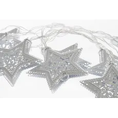 Myflair Möbel & Accessoires Dekoobjekt »Weihnachtsdeko«, LED-Lichterkette mit Sternen, mit 10 LEDs, Länge ca. 200 cm, silberfarben