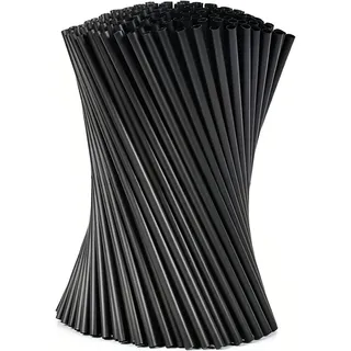 Wiederverwendbare Trinkhalme mit Reinigungsbürste, Schwarz, 100 Stück, für Cocktails, Milch, Saft und Tee
