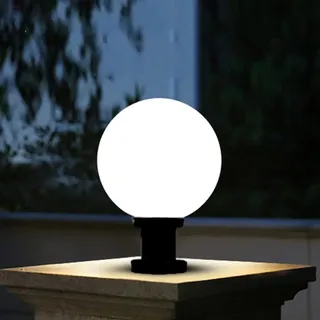 E27 Sockelleuchten Schwarz Modern Wegeleuchten Acryl Säule-Lampe Außen Säulenlampen Weiß Runde Ball Sockelleuchte Kugel Wasserdichte Pfeilerleuchte Terrasse Garten Stehlampe Rasenlicht Φ20cm (15cm)