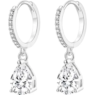 MASOP Ohrringe Silber 925 Hängend Damen, Creolen mit Anhänger Zirkonia Wassertropfen Braut Ohrringe Schmuck Geschenke für Hochzeiten Geburtstag mit Geschenkbox für Freundin Frauen Mädchen Silber/Gold