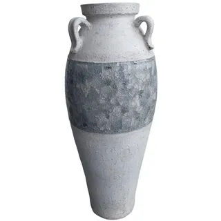 Romimex Bodenvase in Weiß, Grau, Terrakotta, 32 x 80 x 32 cm mit Griffen