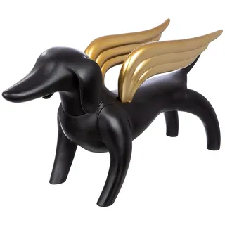 Casablanca Figur Flying Dachshund - Kunstharz - schwarz - Höhe 56 cm - Dackelmotiv - Deko - Skulptur - Wohnaccessoire - Geschenkidee - Sammlerstück