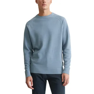 Marc O'Polo Herren Strickpullover aus Bio-Baumwolle mit Rundhalsausschnitt, Blau (Meltwater), M