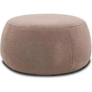 DOMO. collection Polsterhocker Molina, moderner, runder Hocker aus Teddy-Stoff, Sitzhocker, Fußhocker, Beistellhocker, Sofa-Hocker, Garnitur 75 x 75 x 42 cm (BxTxH), Altrosa
