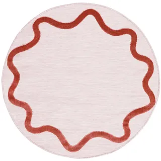 RugVista Svirla In & Outdoor-Teppich, Rund, Ø 150 cm, Rosa | Moderne, Mittlerer Stapel, Nur Handwäsche, Oeko-Tex 100, UV-beständig, Diele, Patio