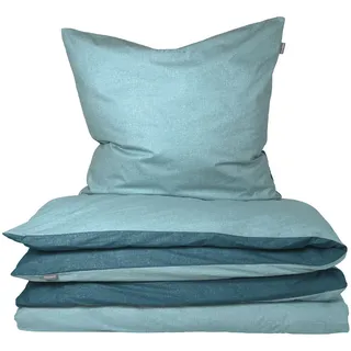SCHIESSER Doubleface Wendebettwäsche Türkis 135 x 200 cm + 80 x 80 cm
