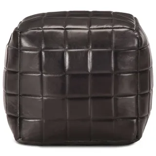 vidaXL Pouf Schwarz 40 x 40 x 40 cm Echtes Ziegenleder - Schwarz