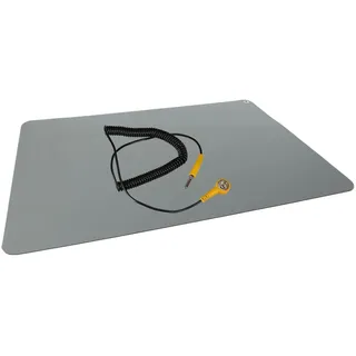 VELLEMAN Antistatische ESD-Schweißmatte mit Erdungskabel, Reparaturmatte aus weichem Silikon, hitzebeständige Lötmatte, 1000 x 700 mm, Grau