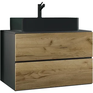 VCM "2-tlg. Waschplatz Waschtisch Lendas S Schublade BL", 2 Stk. tlg., anthrazit, honig, eiche),