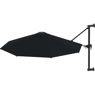 vidaXL Sonnenschirm zur Wandmontage mit Metall-Mast 300 cm Schwarz - Schwarz