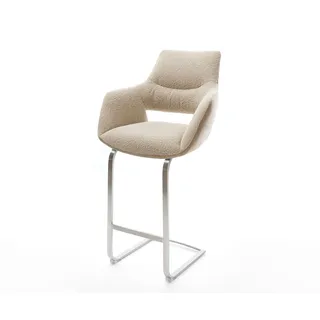 Barstuhl Yago-Flex Materialmix Mikrofaser Schlamm / Bouclé Schlamm Freischwinger flach Edelstahl Taschenfederkern