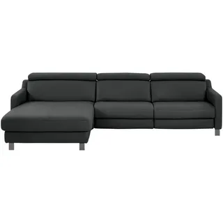 Valdera Ecksofa , Anthrazit , Leder , Echtleder , Semi-Anilinleder , Ottomane links, L-Form , 291x176 cm , Goldenes M , Typenauswahl, Lederauswahl, Stoffauswahl, seitenverkehrt erhältlich, Bettfunktion erhältlich , Wohnzimmer, Sofas & Couches, Wohnlandschaften, Ecksofas