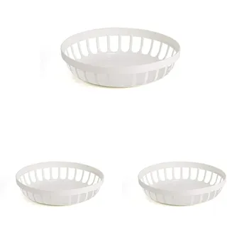 Kimmel Schale Brötchenschale Obstschale Servierkörbchen Brotschale Brötchenkorb Brotkorb, Mehrweggeschirr, bruchsicher stapelbar, Kunststoff, Farbe Weiß (Packung mit 3)