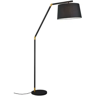 Moderne Bogenleuchte mit Stoff Lampenschirm Schwarz Wohnzimmer Stehlampe gebogen - Schwarz