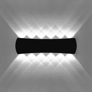 KAWELL 12W Modern Wandlampe LED Wandleuchte Up Down Aluminium Wandbeleuchtung Innen Außen Wasserdicht IP65 für Schlafzimmer Badezimmer Treppen Veranda Flur Korridor Wohnzimmer, Schwarz 6000K
