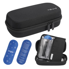 JAKAGO Insulin Kühltasche,Tragbare Diabetiker-Zubehörtasche für Medikamente, Kühlung, Isolierung und Medizinaufbewahrung, mit 3 Eisbeuteln und Temperaturstreifen (schwarz)