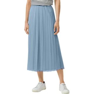 Midirock S.OLIVER BLACK LABEL, Damen, Gr. 46, light blau, Web, Obermaterial: 100% Polyester, unifarben, normal 3/4-Länge, Röcke Midirock, mit Falten und Gummibund