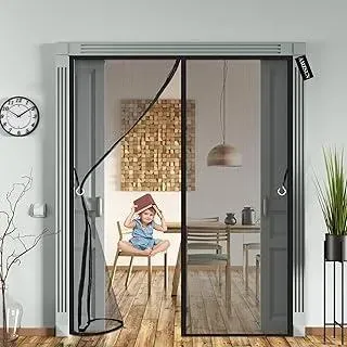 Insektenschutz Balkontür 165 x 210 cm Fliegengitter Tür Magnet Ohne Bohren Kinderleichte Klebemontage Fliegenvorhang HäNde Frei für Balkontür Wohnzimmer Terrassentür - Schwarz