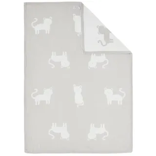 NOUKIE'S - Strickdecke aus Bio-Jacquard, Babou & Kendi, Leopardenmuster, Grau, 75 x 100 cm