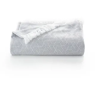 GAMUSI Mehrzweck-Tagesdecke für Bett 90/105 cm und Sofa, Tagesdecke, Sofaüberwurf, 2-Sitzer, weich, geometrische Baumwolle, 180 x 280 cm, Hellgrau
