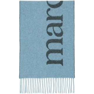 Marc O'Polo Denim Damen Schal aus Wolle mit Fransen, Blau (Medium Blue Multi 02), One Size