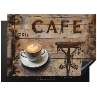 MuchoWow Herdabdeckplatte Cafe - Holz - Kaffee - Regale 75x52 cm , Kunststoff , Rechteckig , 75x0.2x52 cm , Made in Europe , Küchen, Küchenelektrogeräte, Herde, Herdabdeckplatten