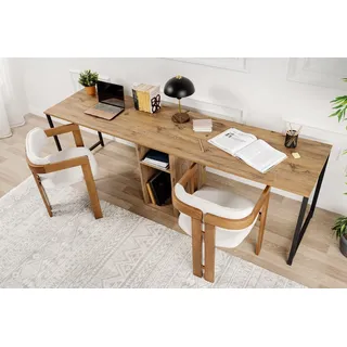 Contemporary and Practical Study Desk, Atlantic Pine, Black, 240 x 74 x 60 | 100% Melamine Coated Particle Board| Perfect for Modern Home Office & Study Spaces, Elegant and Functional Design