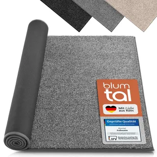 Blumtal Fußmatte 86x150 cm - Mikrofaser Schmutzfangmatte mit wasserdichter TPR-Rückseite - rutschfeste Fussmatte innen - Schmutzmatte aus Hochleistungs-Mikrofaser - Türvorleger in Grau
