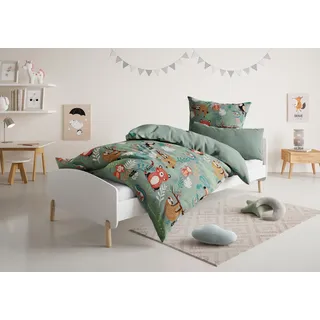 Lüttenhütt Kinderbettwäsche »CUDDLEE« 2 Stk. tlg. in vielen Designs: Dino,Einhorn,Weltraum,Baustelle,Herz,Trecker,Safari, weiß