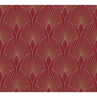 Vliestapete New Walls Art Deco Muster Glänzend Leicht Strukturiert Rot Gold FSC®